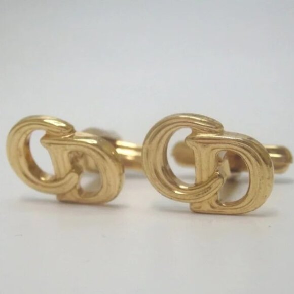 Christian Dior Vintage 1980sCD Logo Interlocking Cufflinks - Picture 2 of 5